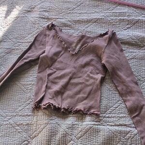 Free People Dusty Pink Ribbed Long Sleeve Top